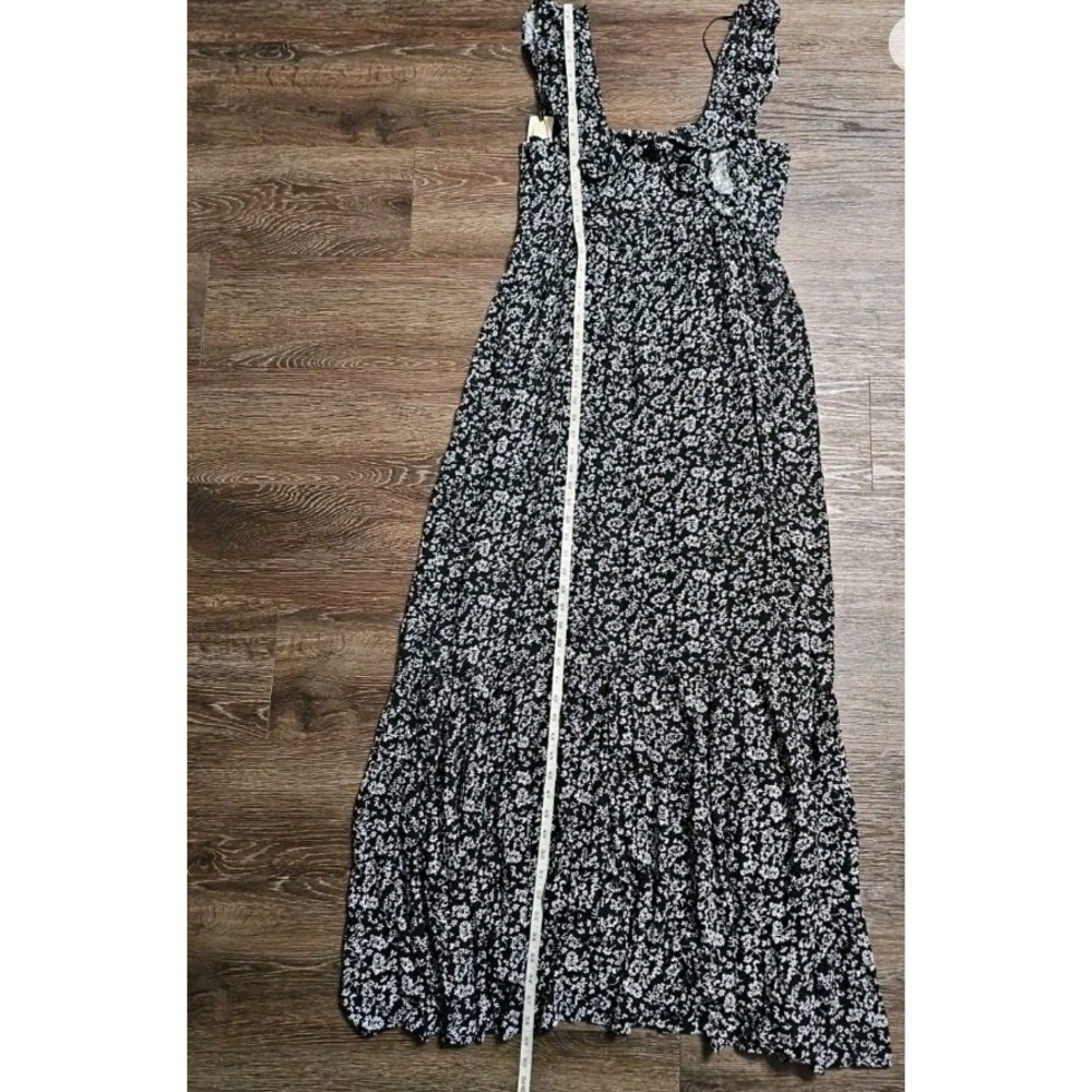CeCe Women's Ditsy Black White Floral Ruffle Strap Maxi Dress - Picture 12 of 14